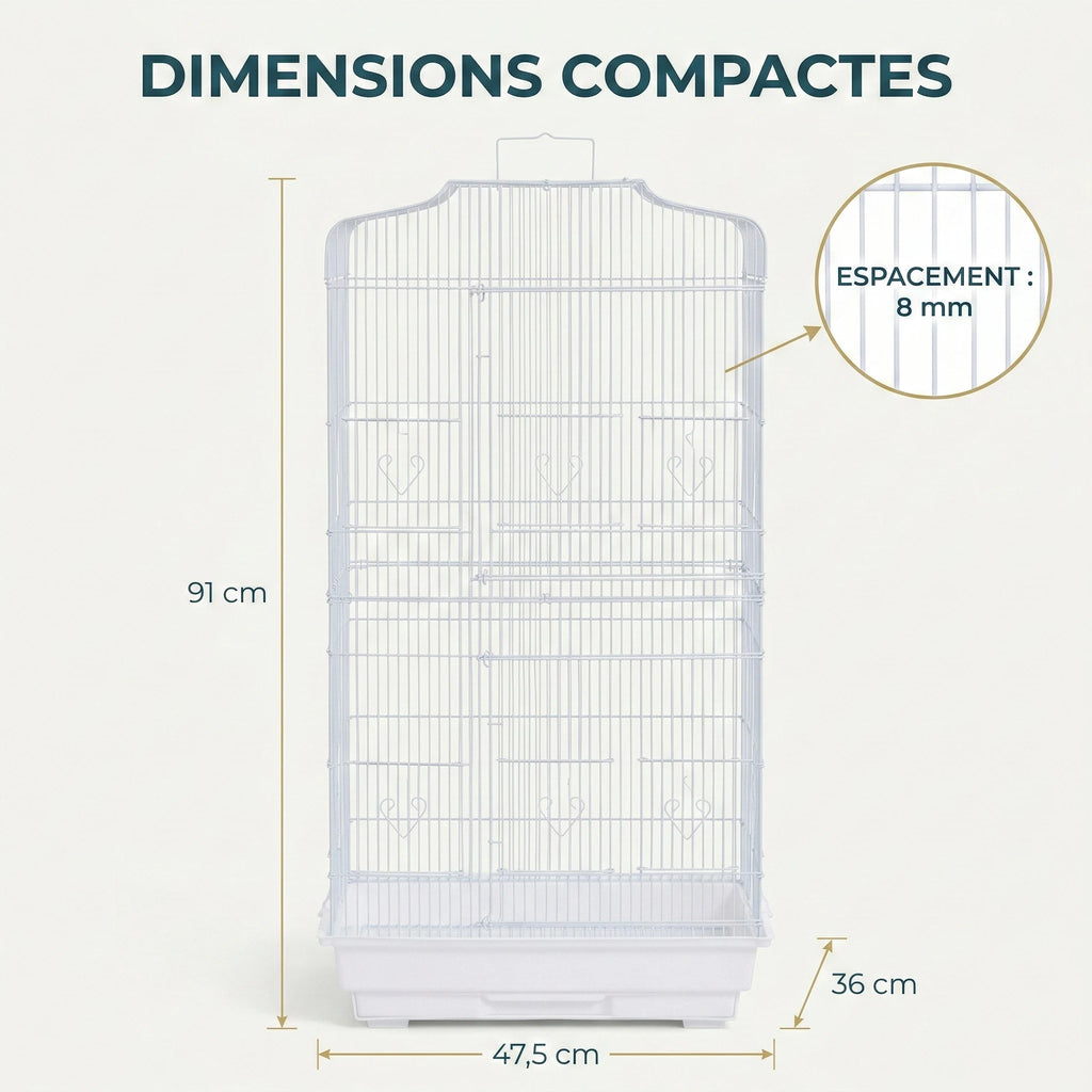 Cage Canari Blanche 47.5X36X91 cm