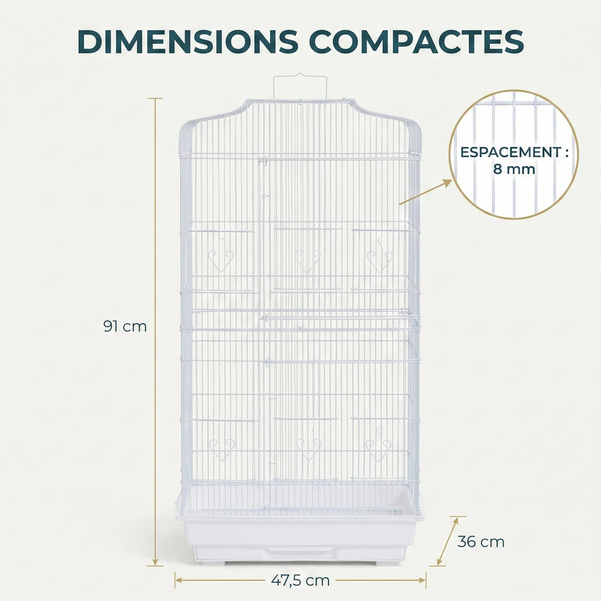 Cage Canari Blanche 47.5X36X91 cm