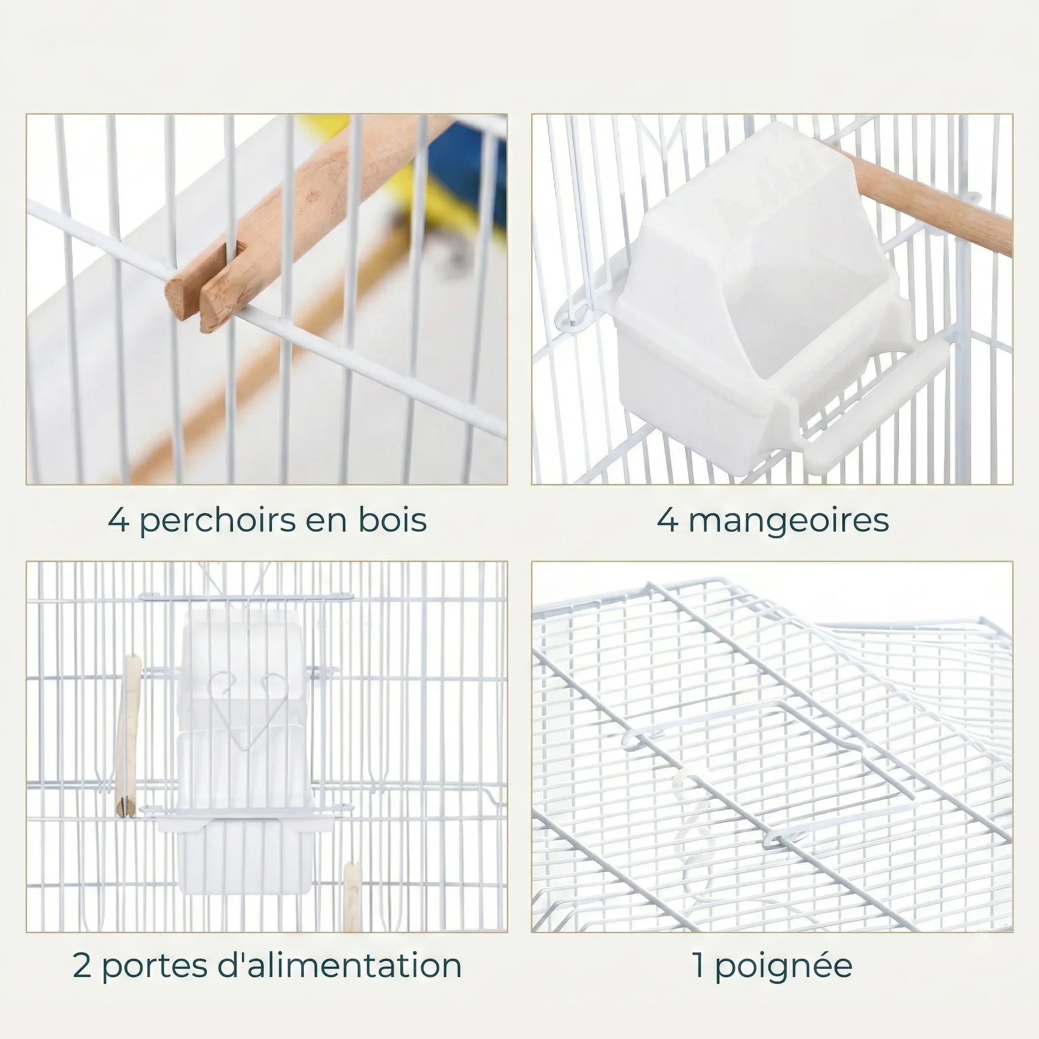 Cage Canari Blanche 47.5X36X91 cm