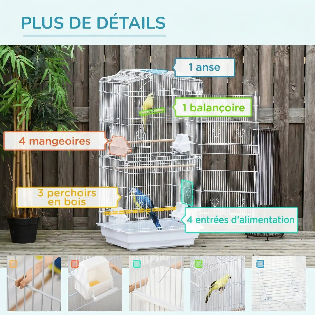 Cage Canari Blanche 47.5X36X91 cm
