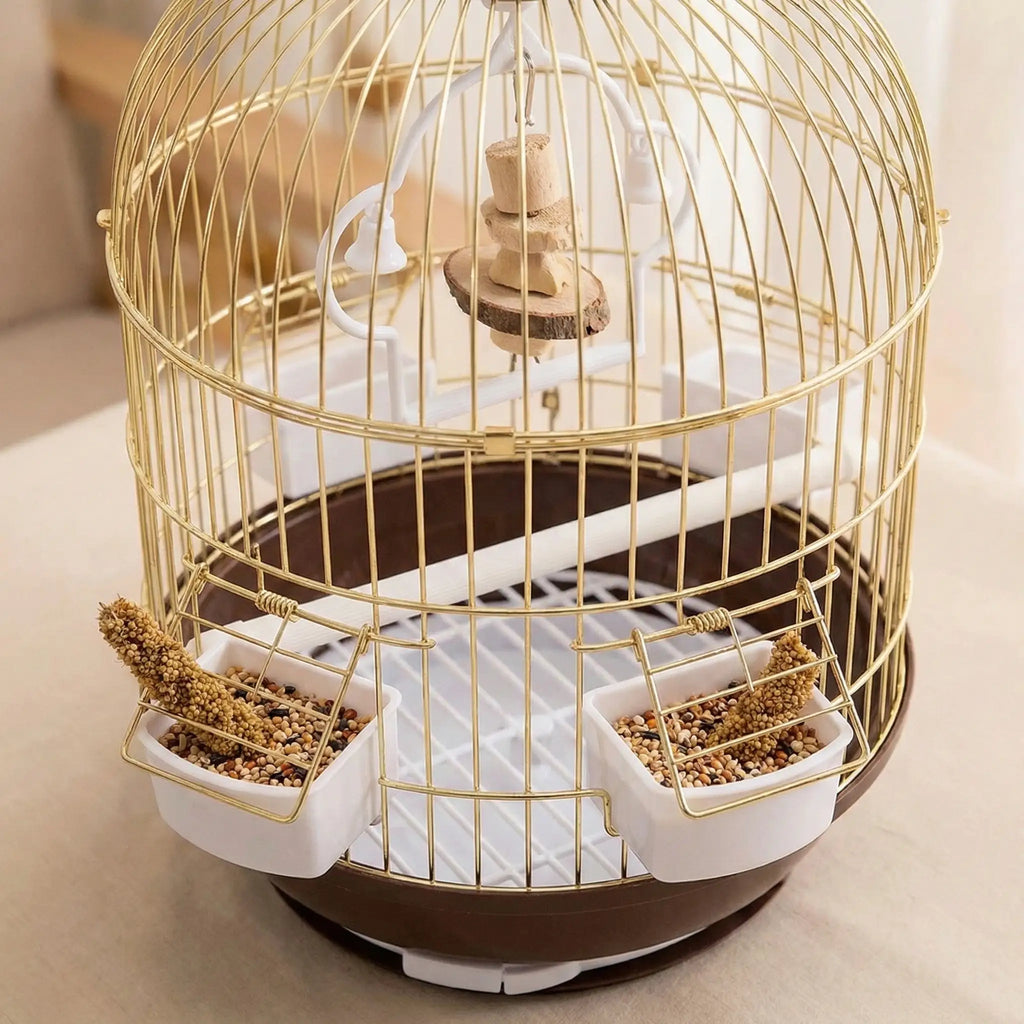 Petite Cage Oiseau Ronde Dorée