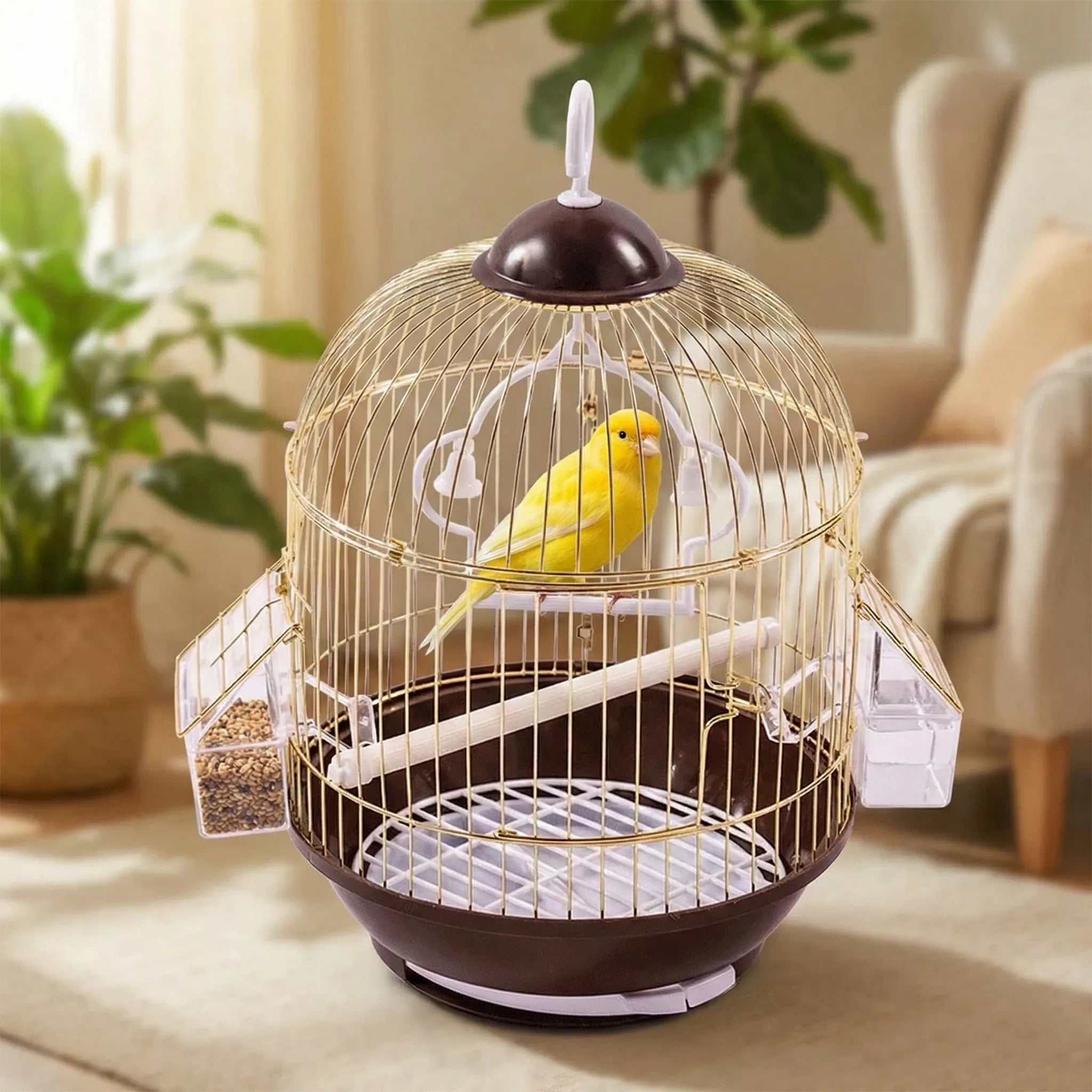 Petite Cage Oiseau Ronde Dorée